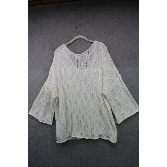 POL Open Knit Oversized Cable Knit Sweater-Large-Cottagecore-3/4 Belled Sleeves - Picture 9 of 11